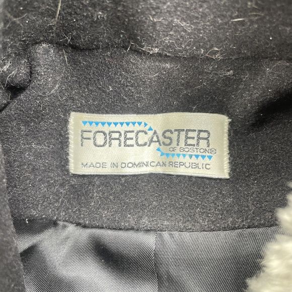 Wool Coat Womens 8 Black Lambswool Blend Fur Collar Forecaster of Boston Topcoat - Picture 15 of 15